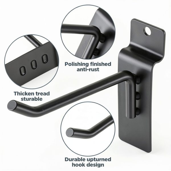 PercyEffie Slatwall Hooks Iron Black 50 Pack Storage-3