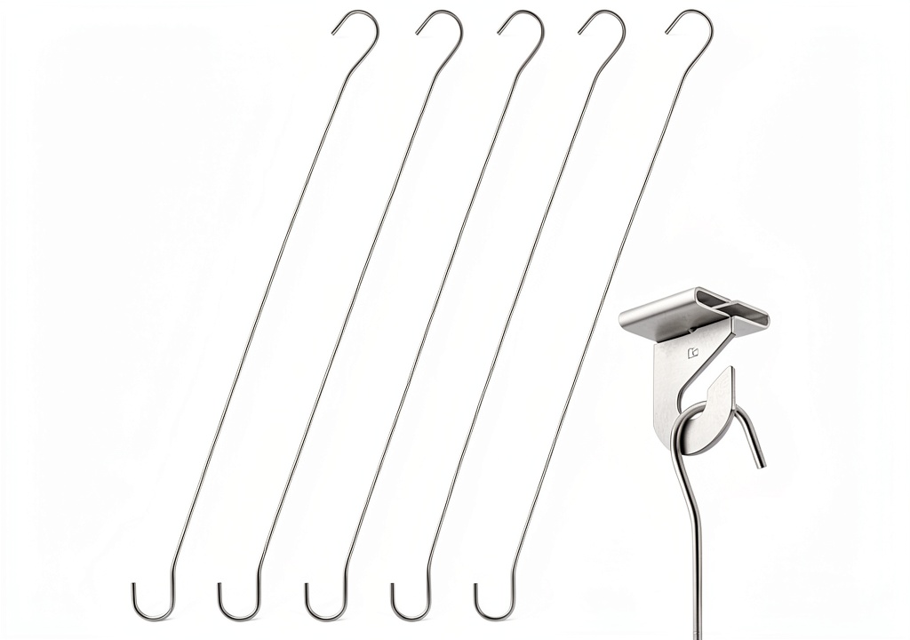 Clip Strip double C hook installed on a ceiling displaying a retail banner