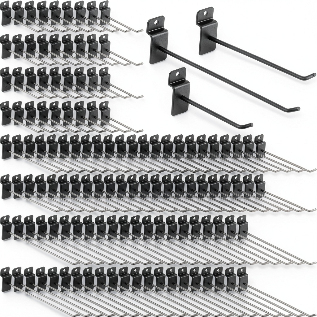 Installing Yaocom Slatwall Hooks Stainless Steel Wall Mount Garage on a wooden desk