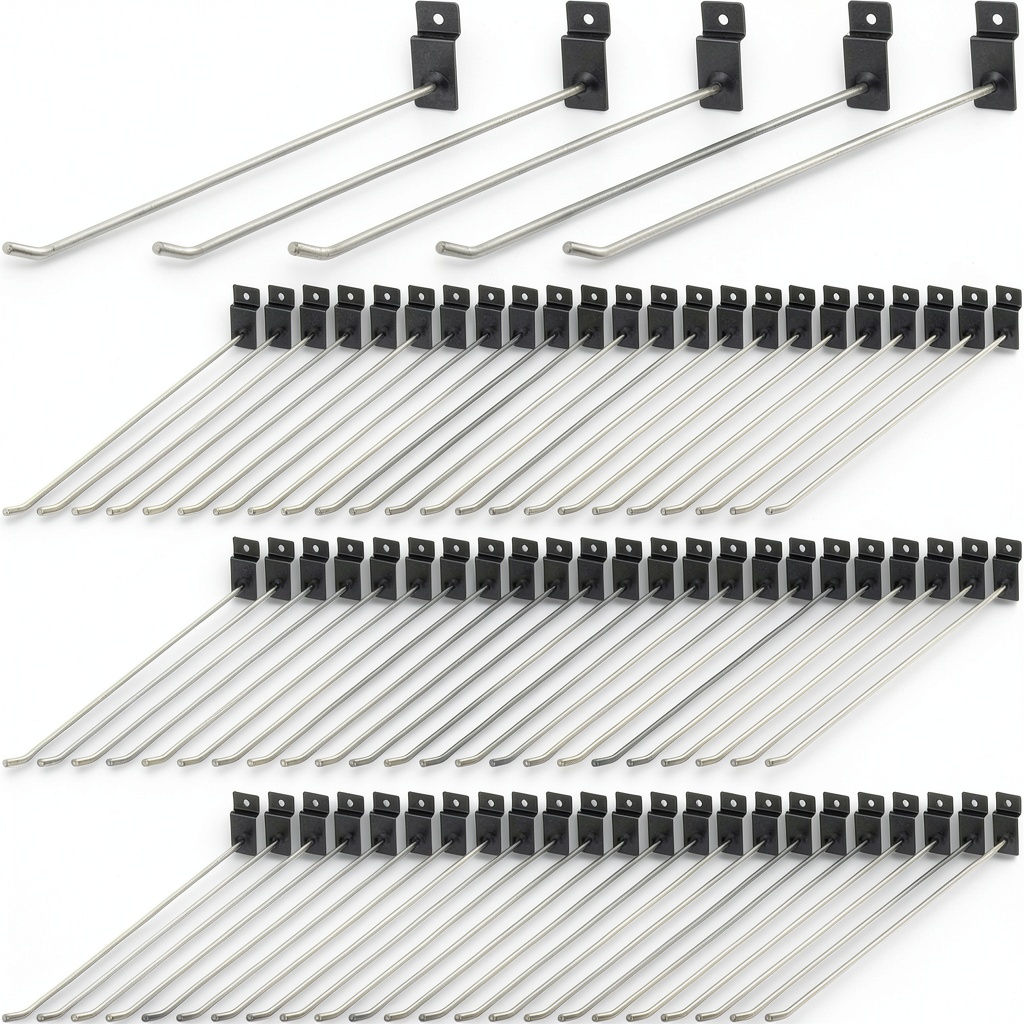 'Therwen slatwall hooks installed on a garage wall'