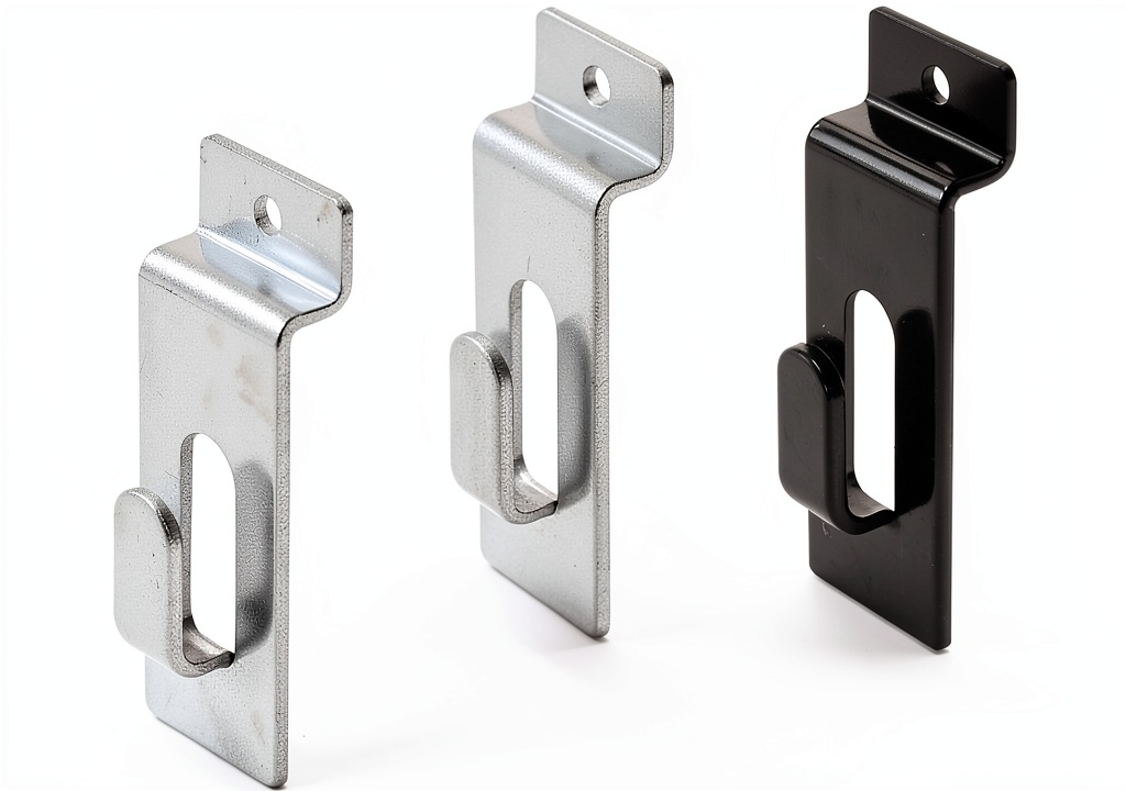 'Store Fixtures Direct utility hooks installed on a slatwall panel'